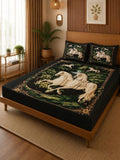 Moda Rapido X KLOTTHE Green & Black 400 TC King Bedsheet with 2 Pillow Covers