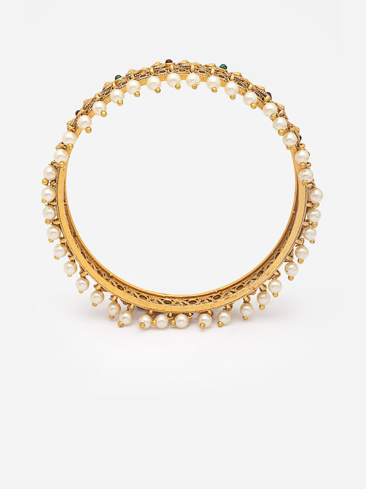 PANASH- Set Of 2 24 CT Gold-Plated Antique Bangles
