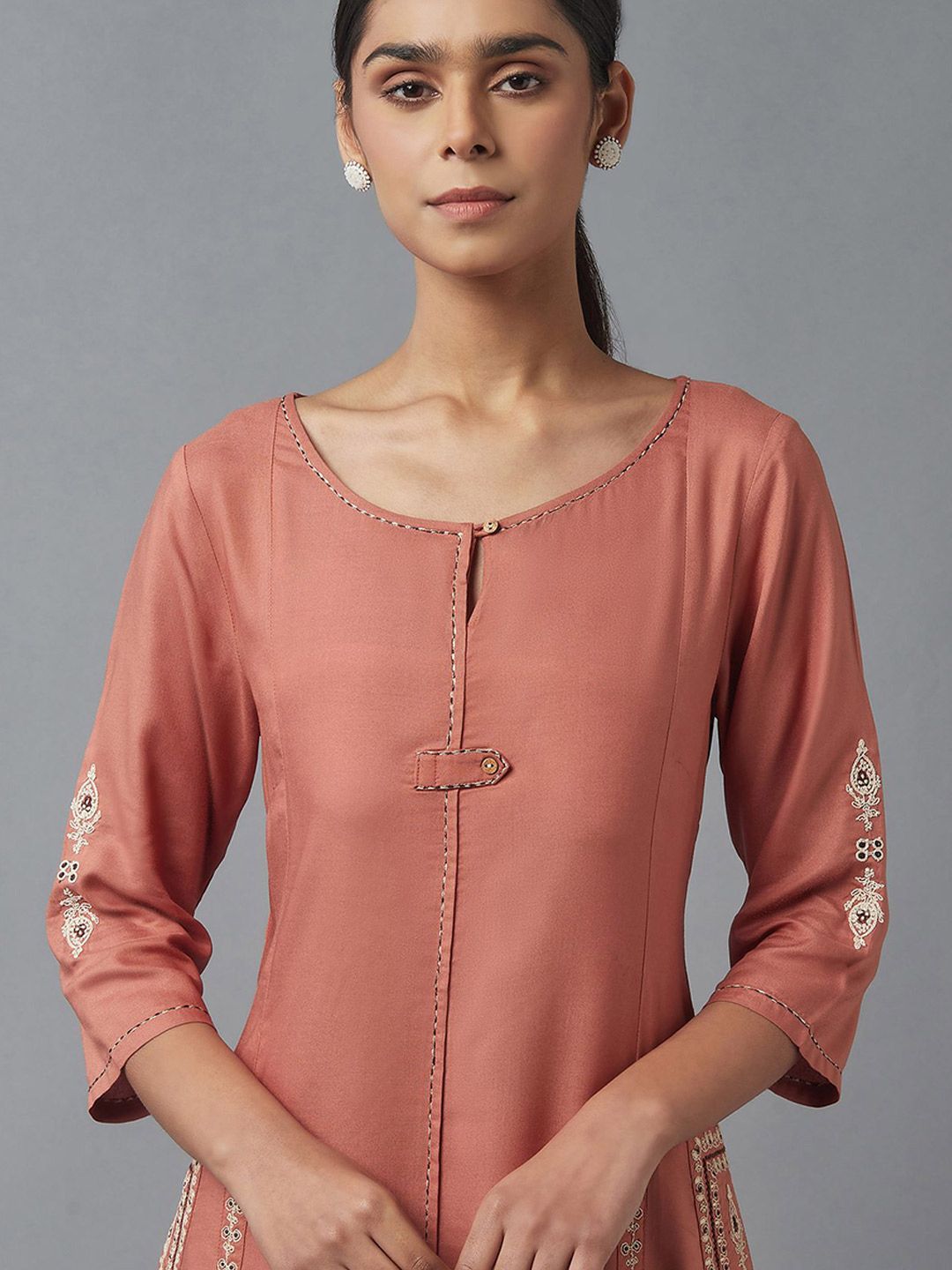 W Orange A-Line Maxi Dress