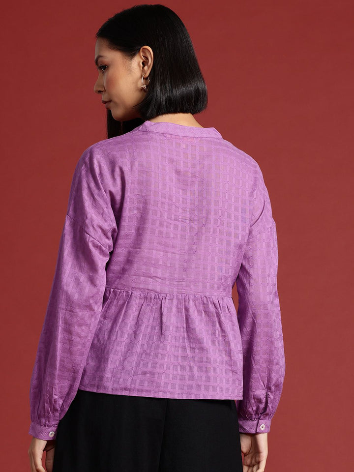 all about you Mandarin Collar Cotton Top