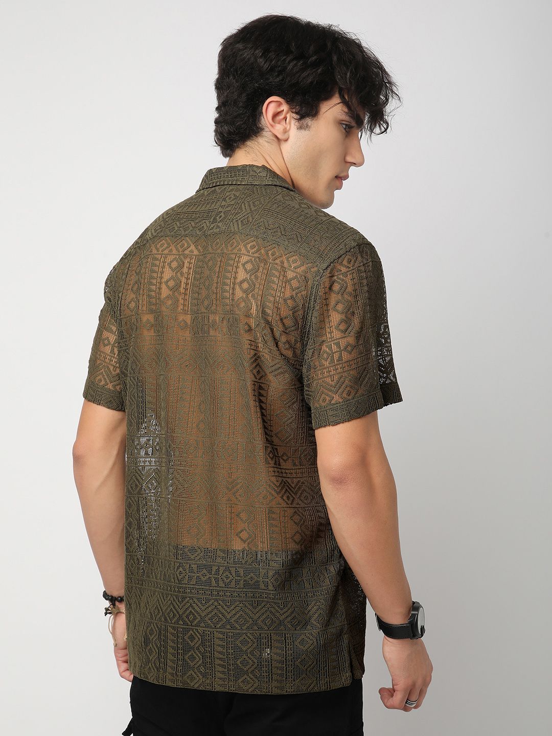 VASTRADO Men Classic Lapel Collar Solid Oversized Casual Shirt