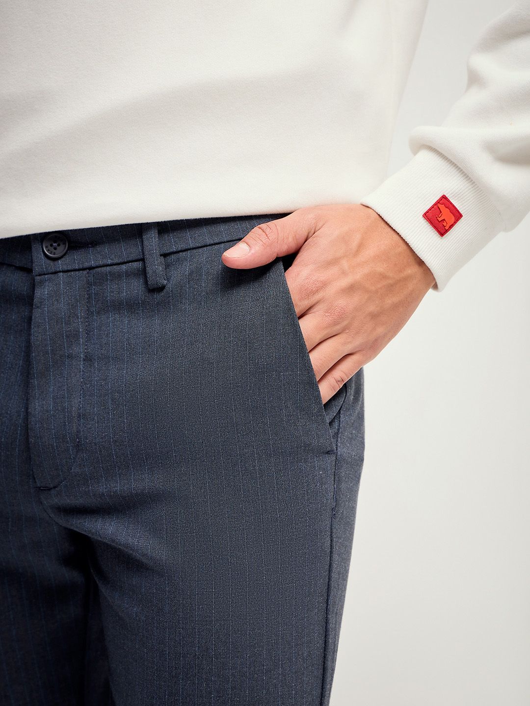 THE BEAR HOUSE Men Solid 4 Way Stretch Formal Trouser