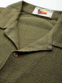 The Indian Garage Co Men Textured Open Weave Knitted Relaxed Fit Shirt