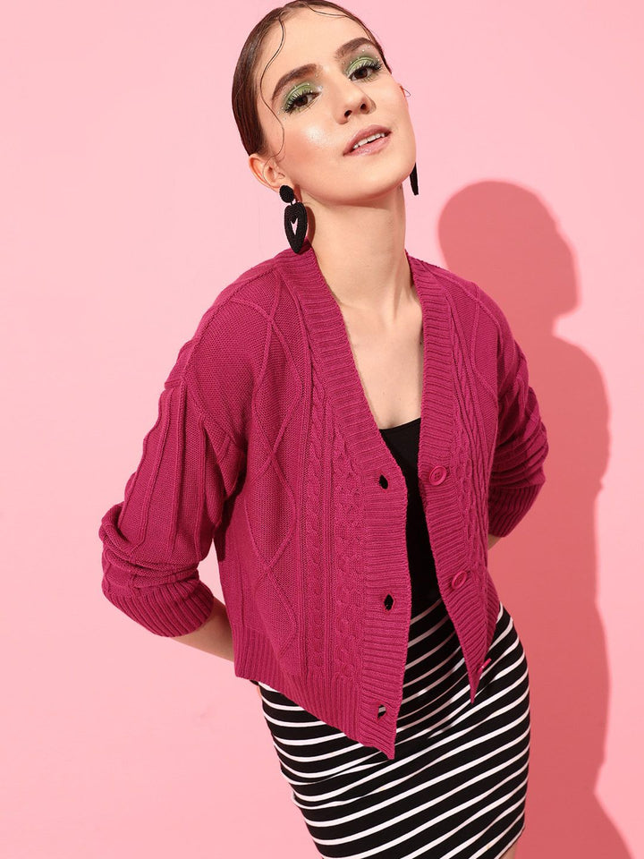 STREET 9 Women Acrylic Cable Knit Crop Sweater Vest