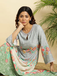 W Floral Printed Anarkali Kurta