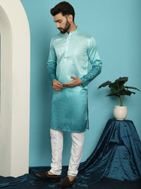 SOJANYA Geometric Woven Design Band Collar Jacquard Silk Kurta With Churidar