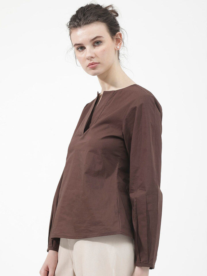 Rareism Notch Neck Cotton Atas
