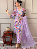 KALINI Floral Embroidered V-Neck Three-Quarter Sleeves Thread Work Kurta Set