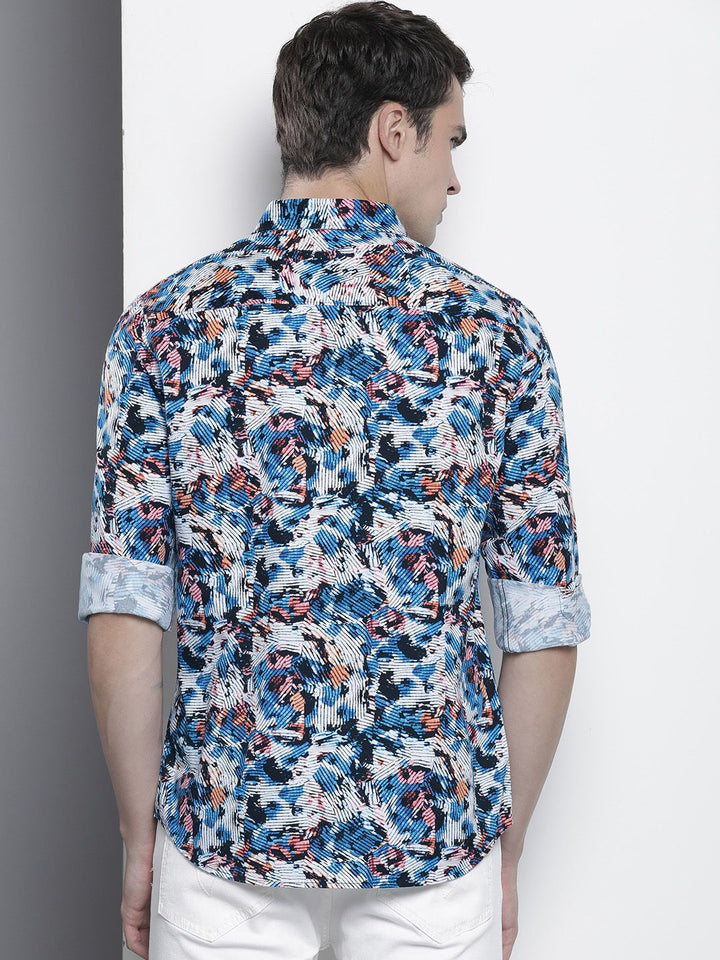 The Indian Garage Co Men Pure Cotton Slim Fit Opaque Printed Party Shirt