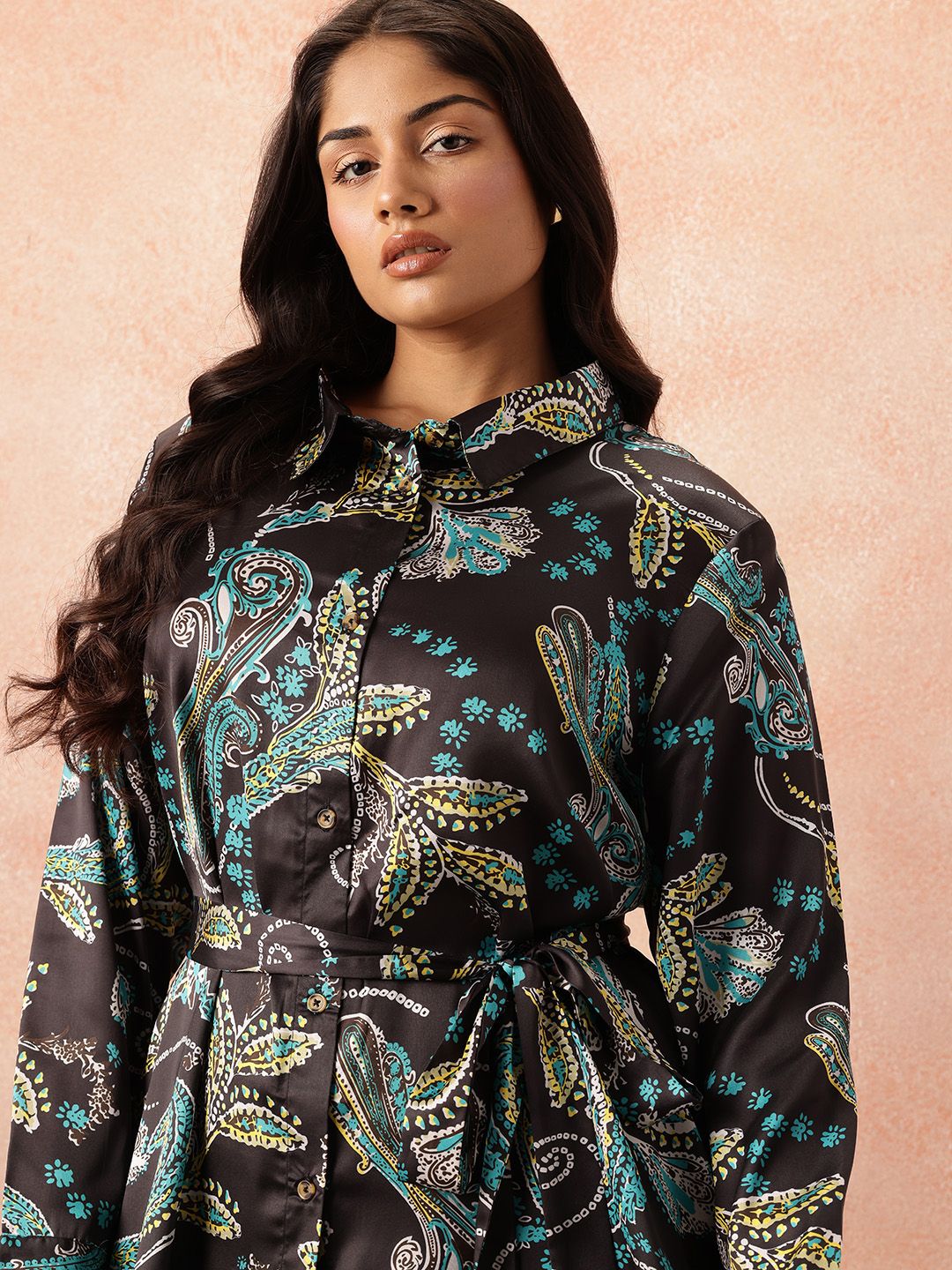 all about you Plus Size Floral Print Co-Ords With a Tie-ups Belt
