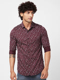 SPYKAR Slim Fit Floral Printed Opaque Satin Casual Shirt