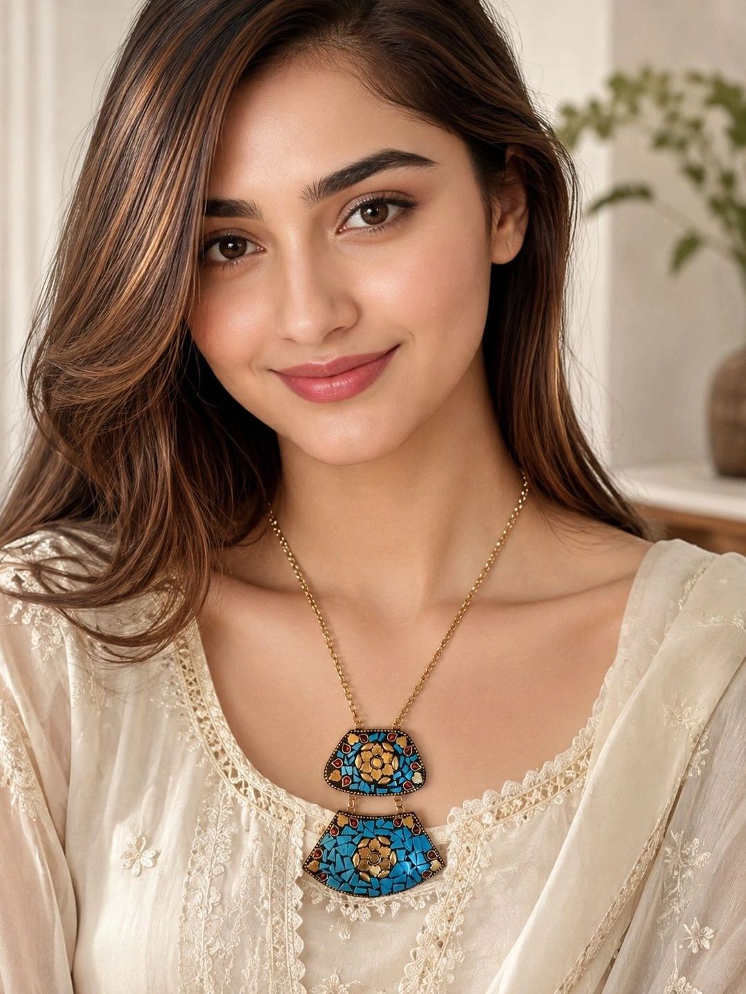 PANASH Lelaki Brass Rose Gold Plated Bohemian Kalung