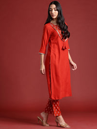Anouk Yoke Design Gotta Patti Straight Kurta with Trousers