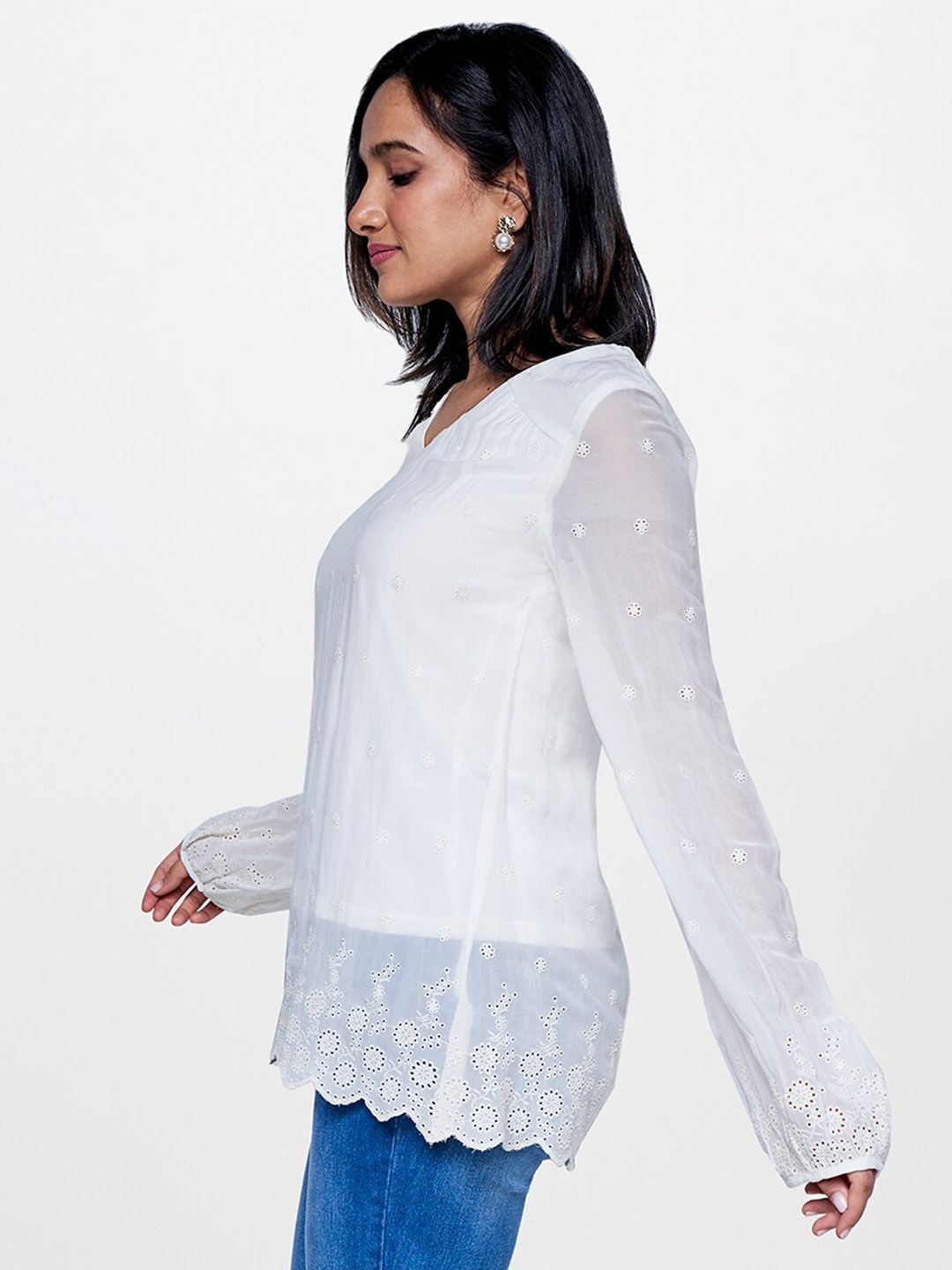 AND Slef Design Puffed Sleeves Top