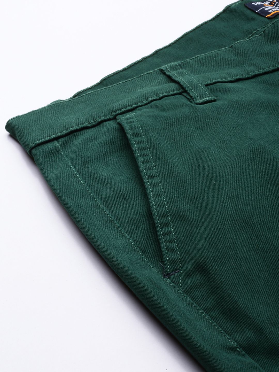 The Indian Garage Co Men Green Slim Fit Regular Trousers