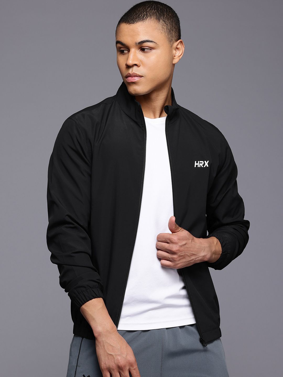 HRX by Hrithik Roshan Brand Logo Print Running Jacket