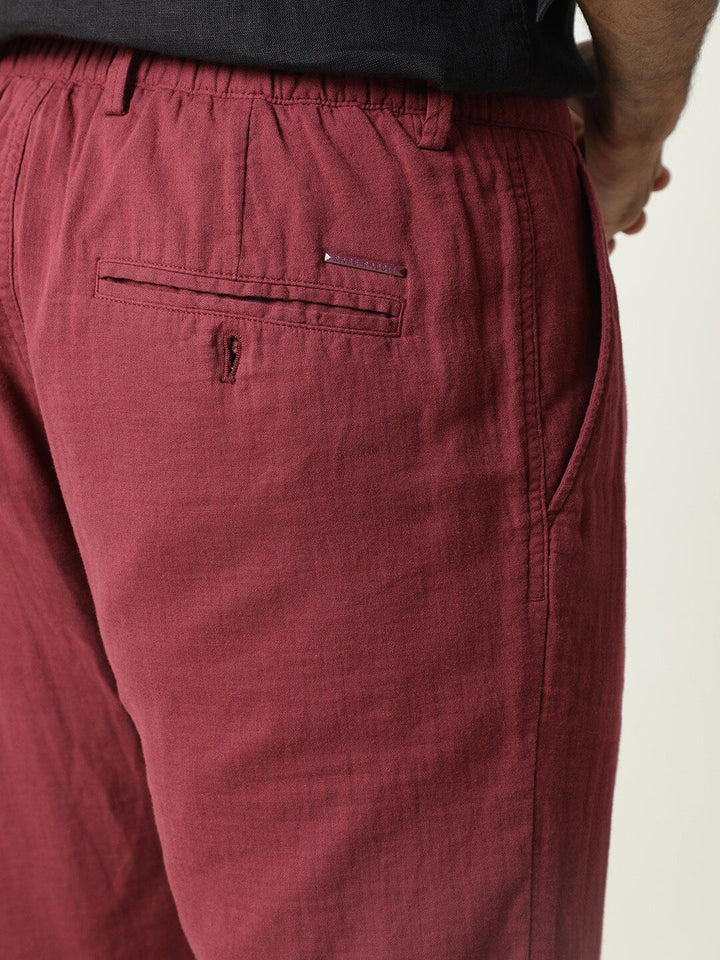 RARE RABBIT Men Pastor Drawstring Regular Fit Mid Rise Cotton Trouser