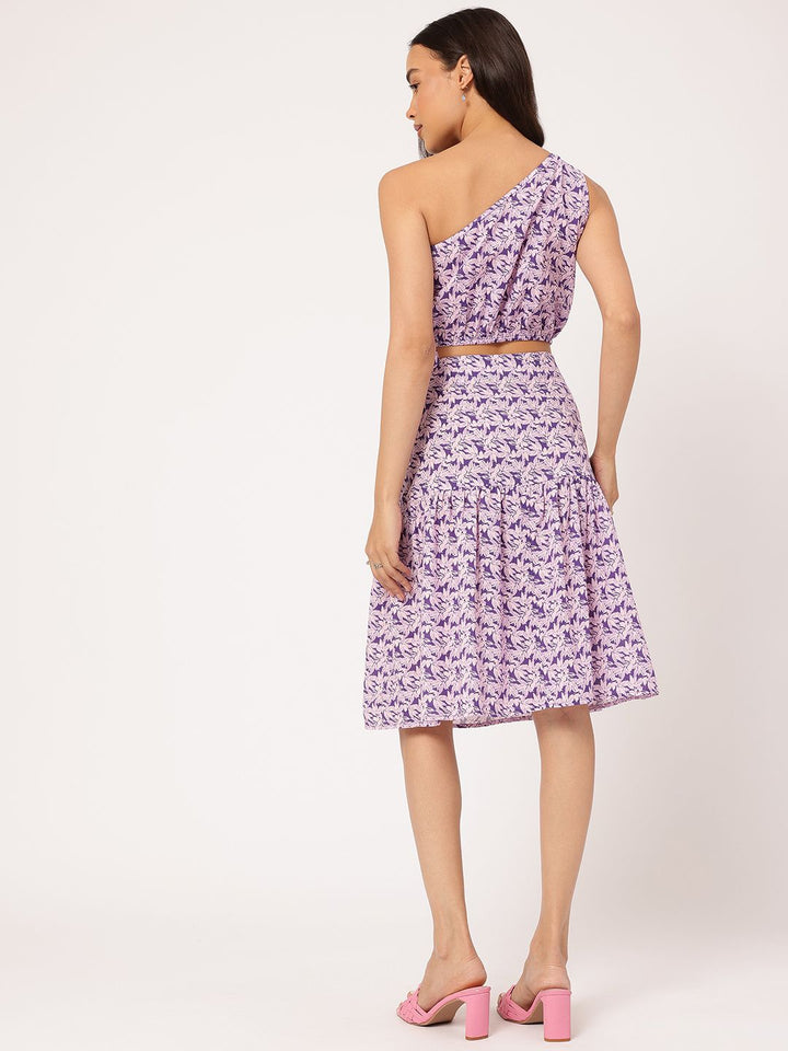 DressBerry Garden Vibes One-Shoulder Tie-Up Floral Print Co-Ords