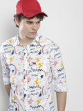 The Indian Garage Co Men White Printed Cotton Casual Shirt