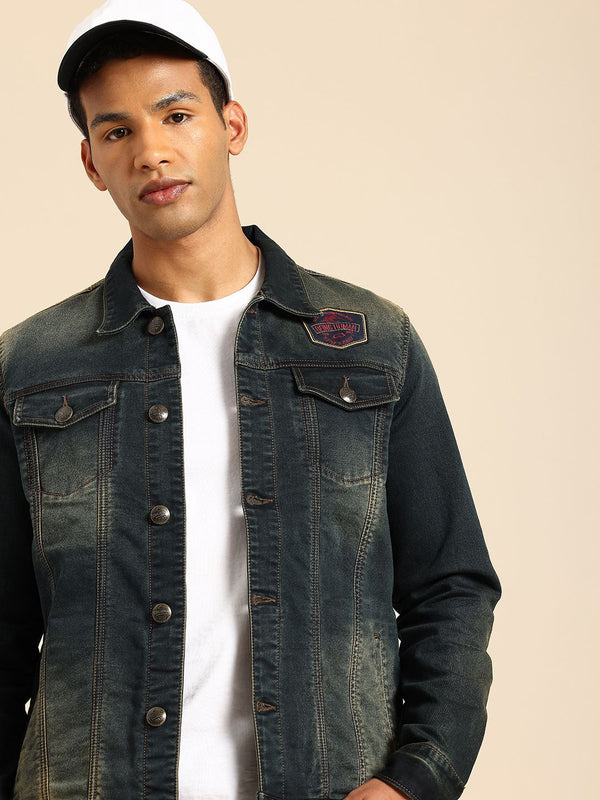 Being Human Washed Denim Jacket with Inner Pockets
