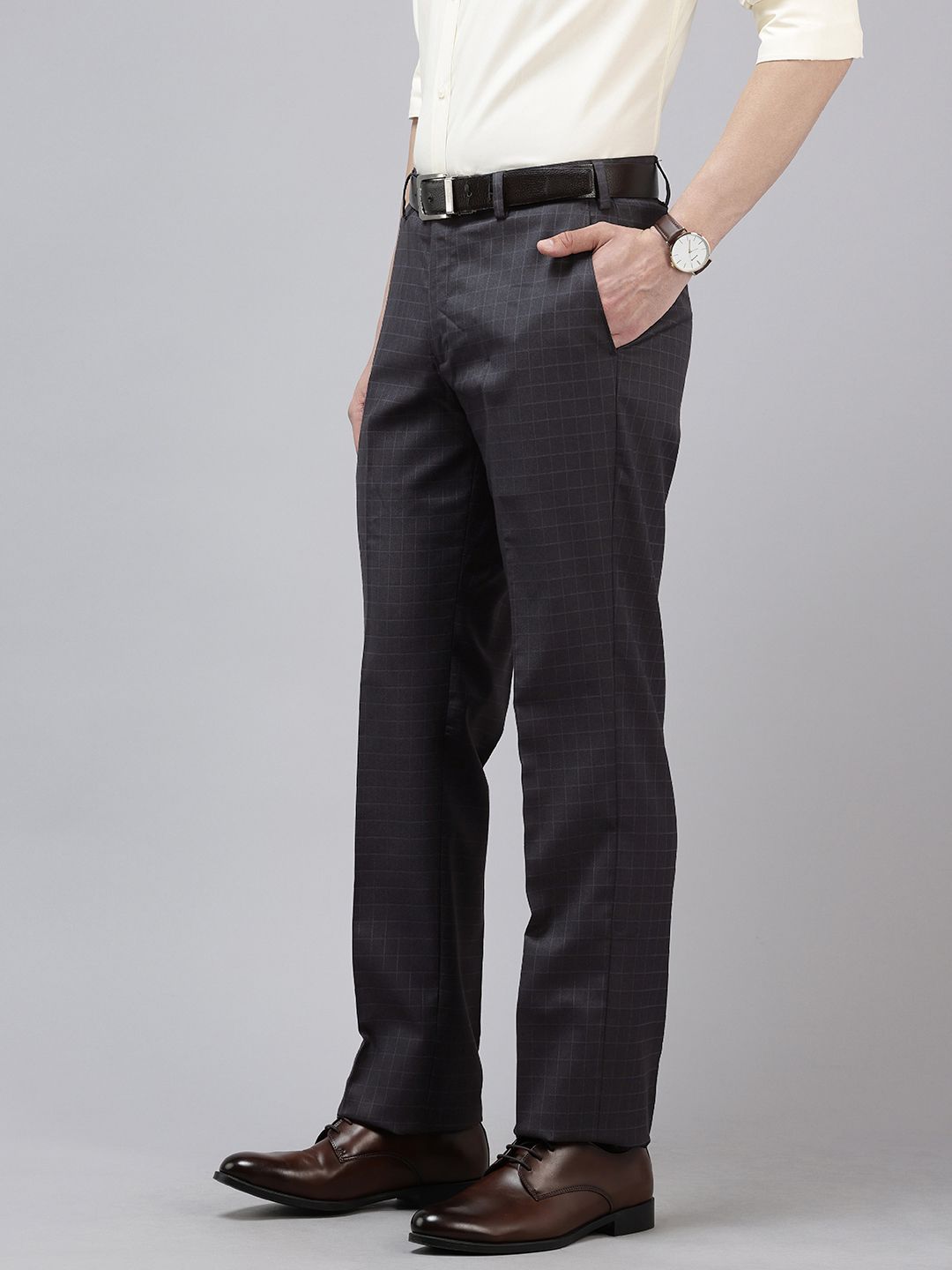 Park Avenue Men Checked Formal Trousers