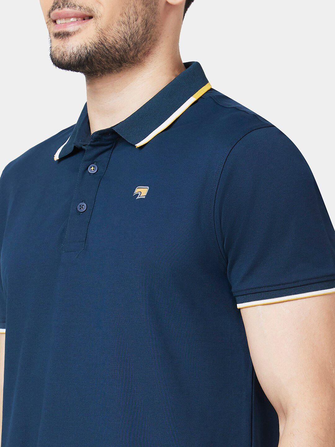 SPYKAR Polo Collar Slim Fit Indigo Cotton Casual T-Shirt