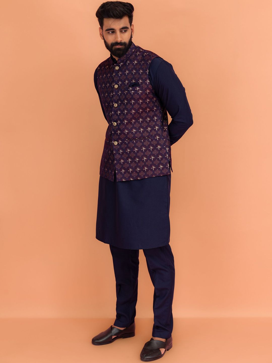 KISAH Men Woven Design Nehru Jackets