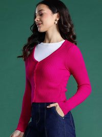 DressBerry Ribbed Acrylic Cardigan