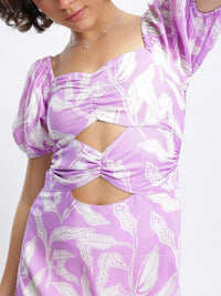 DressBerry Floral Frenzy Printed Cut-Out Detail Mini Sheath Dress