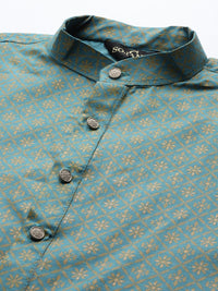 SOJANYA Men Ethnic Motifs Foil Printed Cotton Linen Kurta
