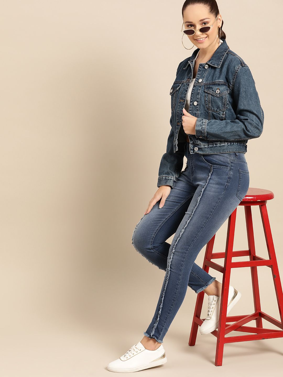 DressBerry Women Blue Skinny Fit Mid-Rise Clean Look Stretchable  Ankle Length Jeans
