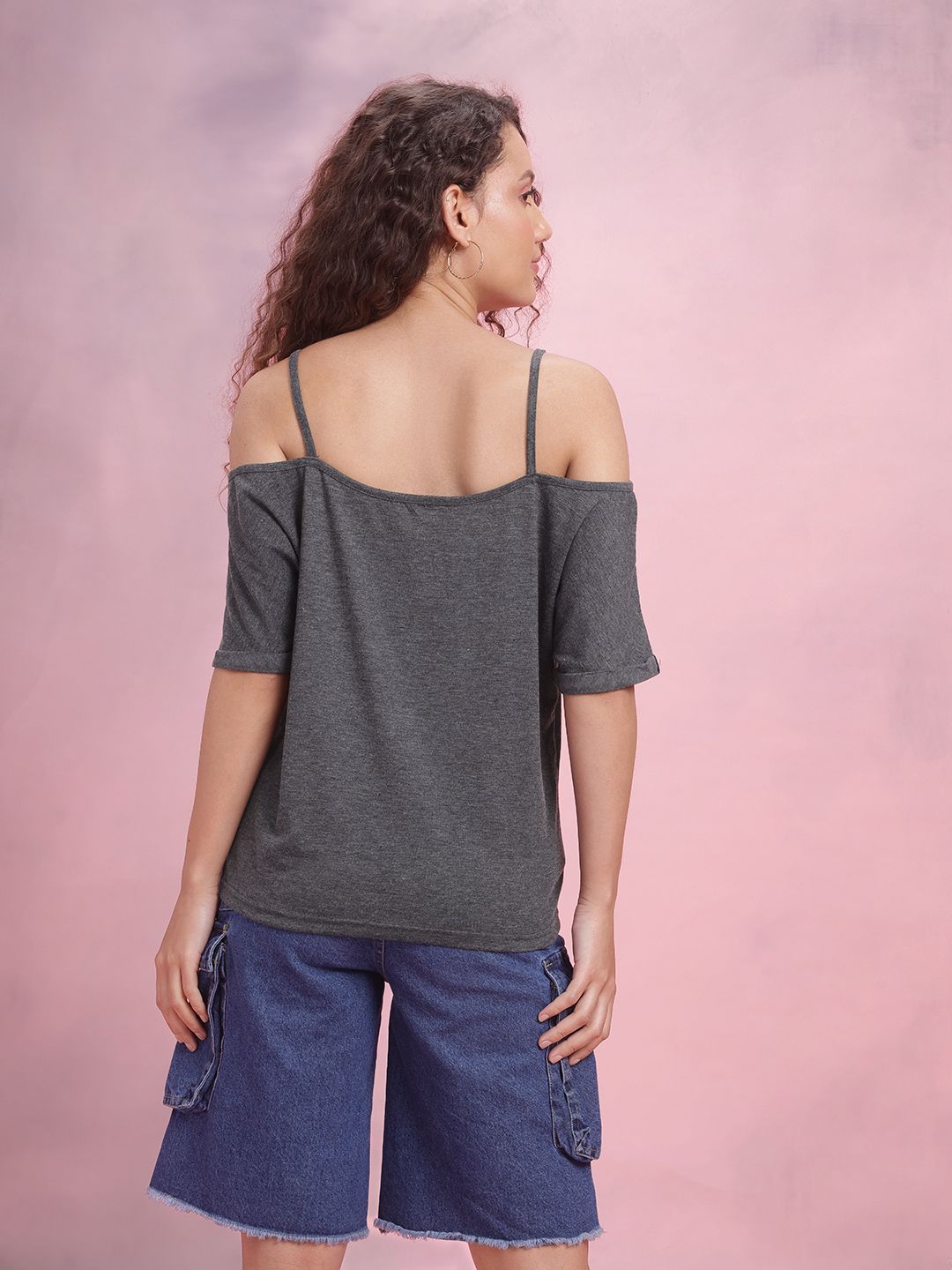 DressBerry Cold-Shoulder Twisted Detail Top