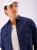 The Indian Garage Co Slim Fit Printed Cotton Casual Denim Shirt