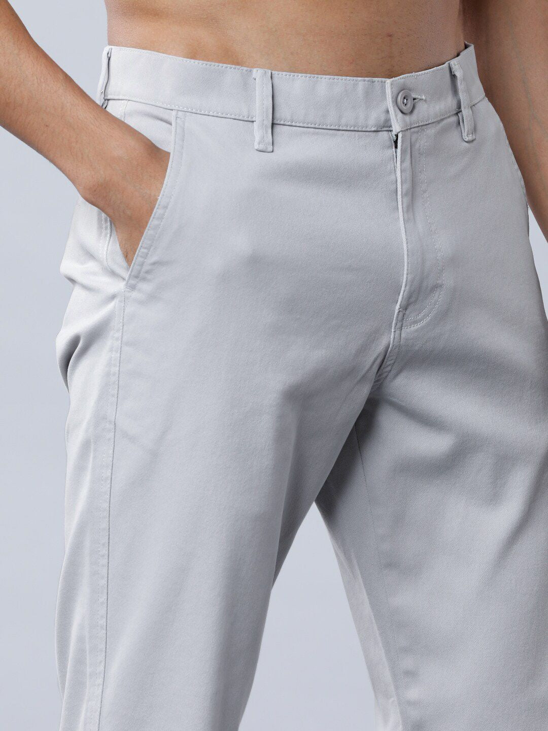 HIGHLANDER Men Grey Slim Fit Solid Regular Trousers