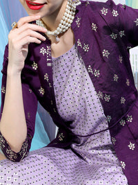 Vishudh Women Ethnic Motifs Printed Empire Kurta with Trousers & Jacket
