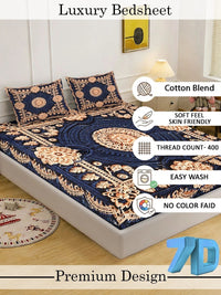 Moda Rapido X KLOTTHE Blue Floral 400 TC King Bedsheet with 2 Pillow Covers