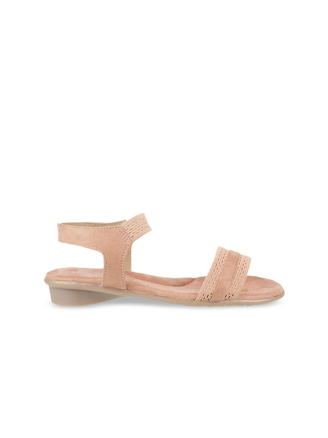 Mochi Women Peach-Coloured Embellished Open Toe Flats