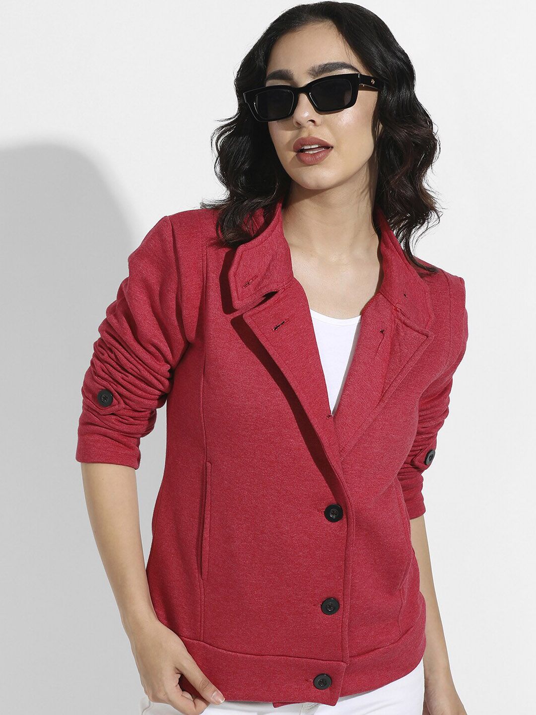 Campus Sutra Women Red Regular Casual Tailored Jacket