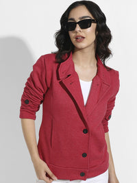Campus Sutra Women Red Regular Casual Tailored Jacket