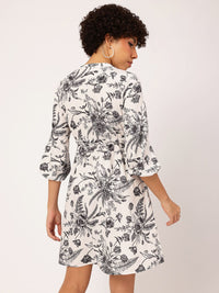DressBerry Vintage Floral Printed A-line Dress