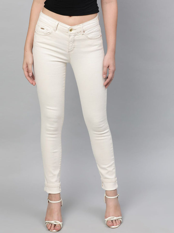 STREET 9 Women White Skinny Fit Mid-Rise Clean Look Stretchable Jeans