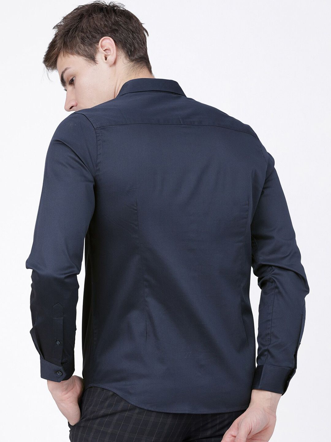 HIGHLANDER Men Navy Blue Slim Fit Solid Casual Shirt