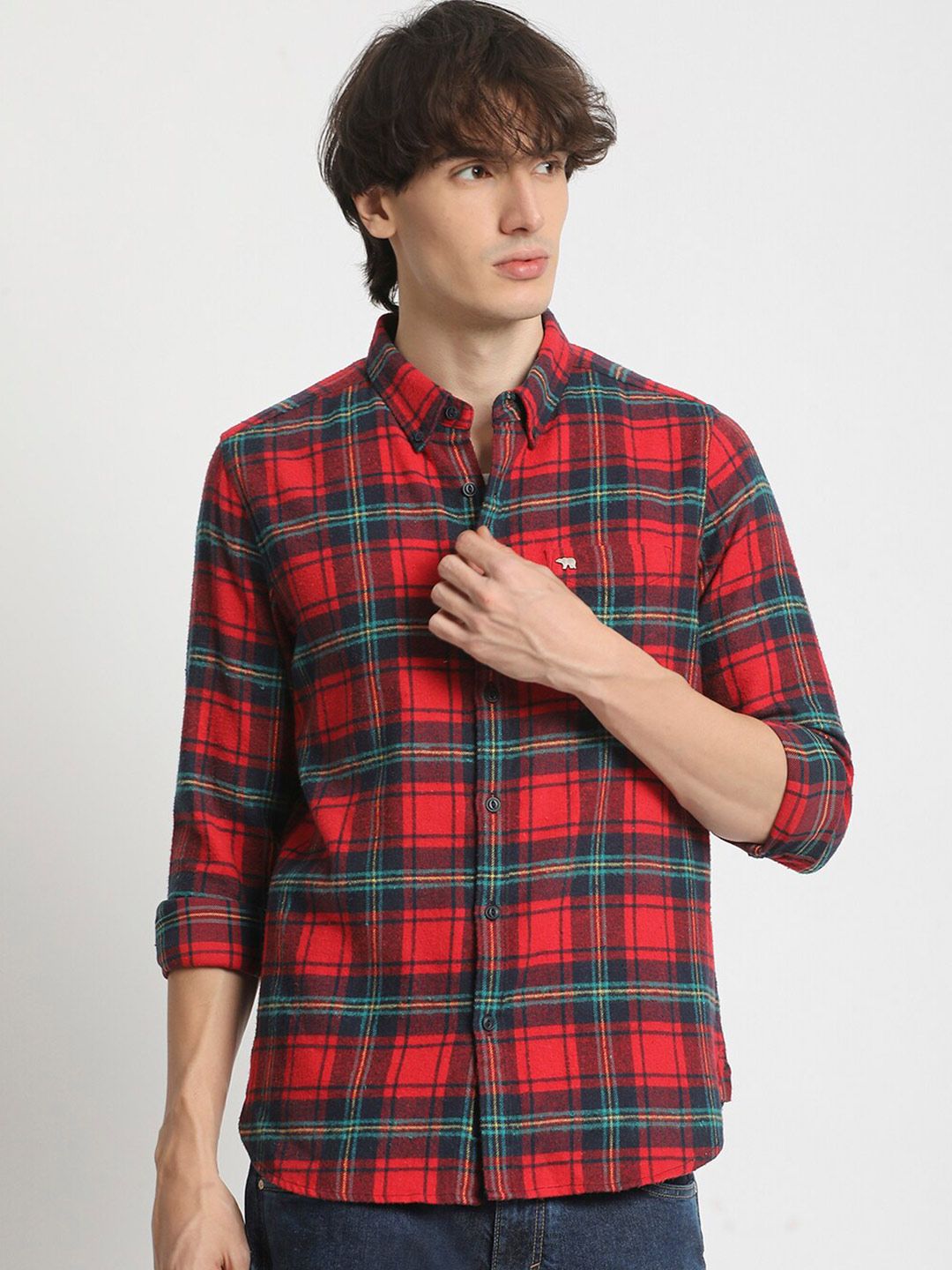 THE BEAR HOUSE Men Slim Fit Tartan Checks Opaque Checked Casual Shirt