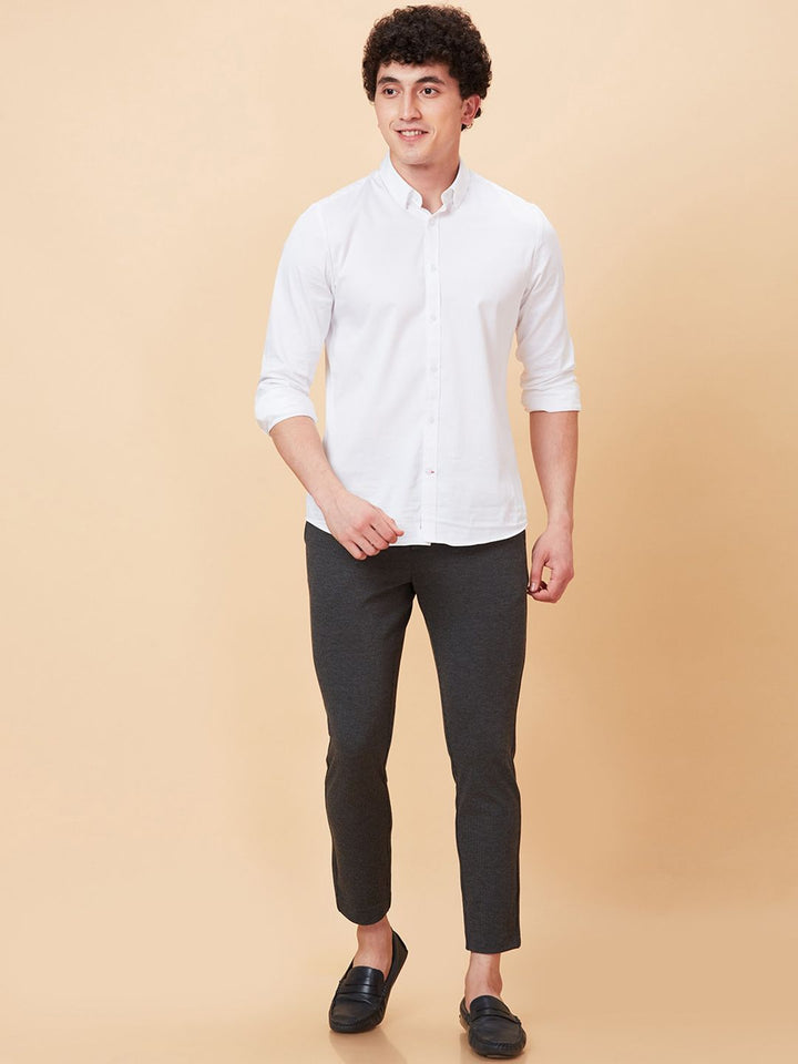 Being Human Men Textured Mid Rise Easy Wash Cotton Chino Trousers