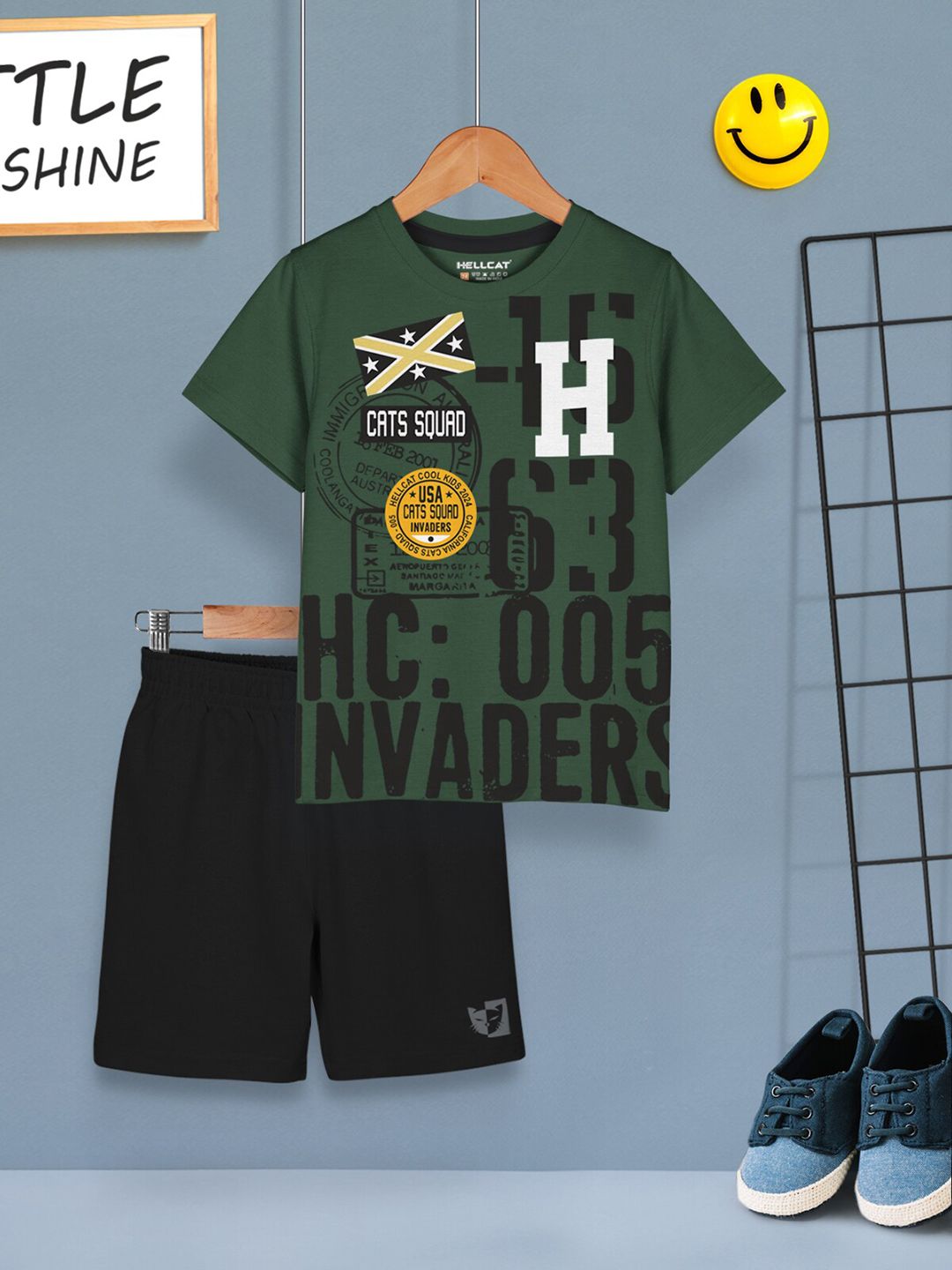 HELLCAT Boys Pack Of 3 Printed T-shirt with Shorts