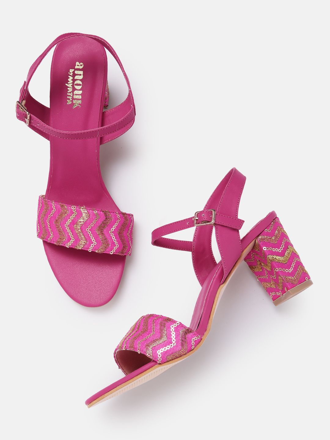 Anouk Women Woven Design Ethnic Embellished Block Heels