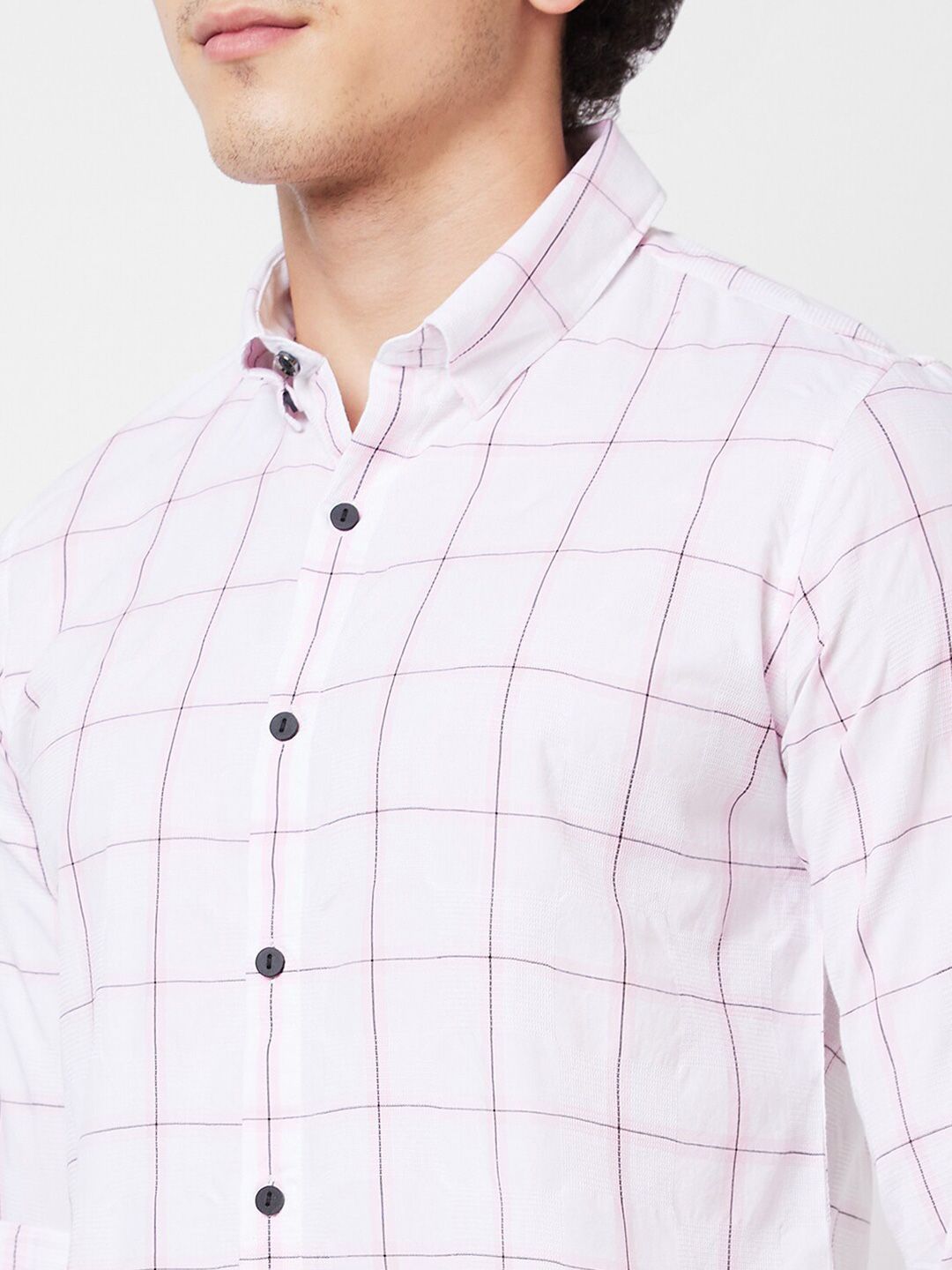 SPYKAR Men Windowpane Checked Opaque Cotton Casual Shirt