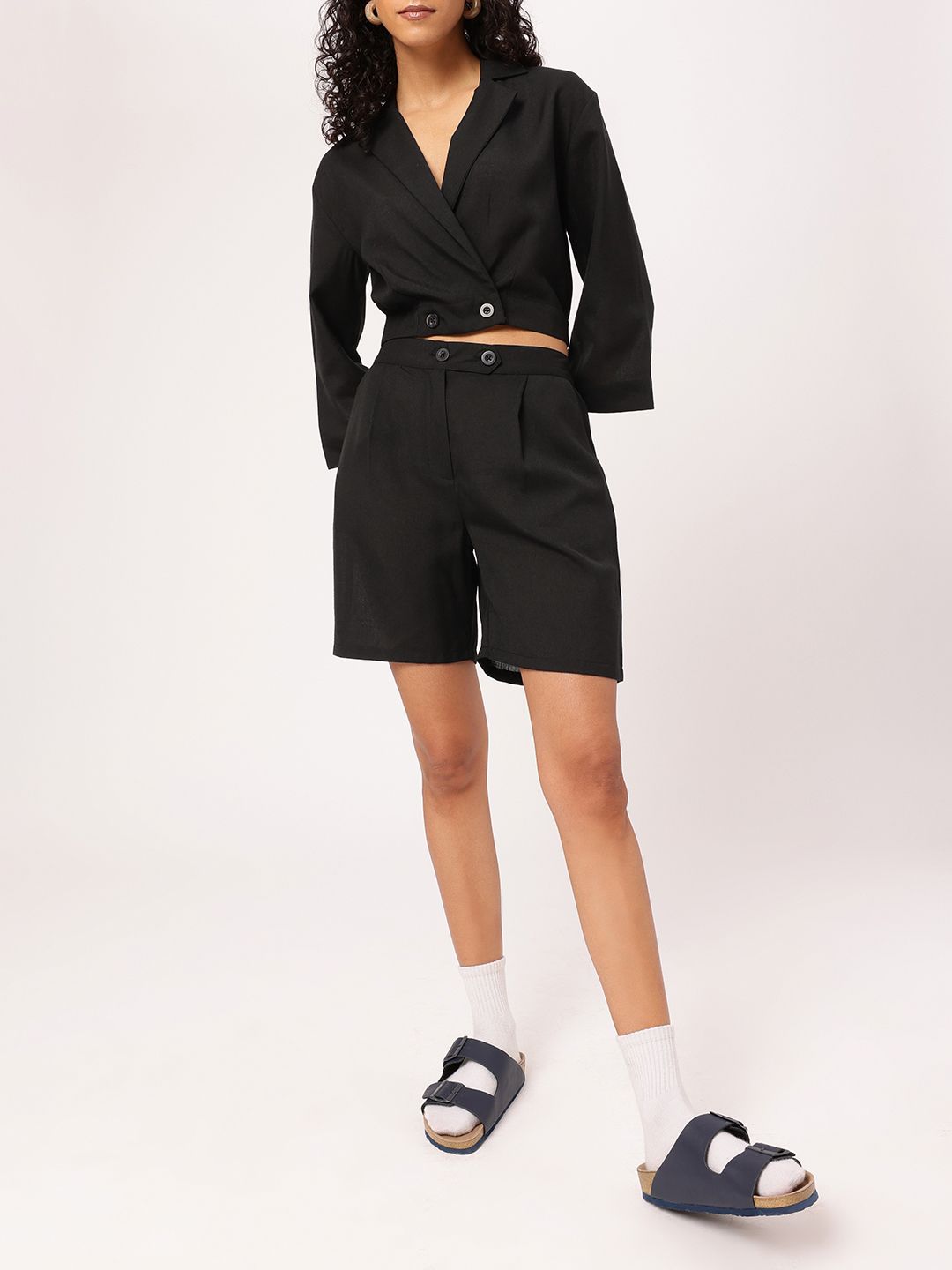 DressBerry Own Your K-Street Style Crop Top And Shorts Co-Ords