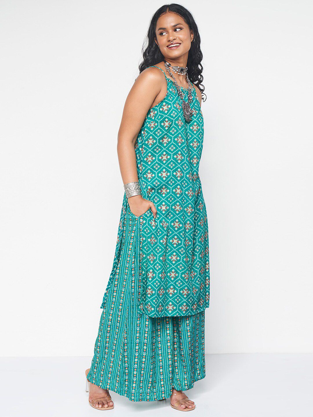 Global Desi Floral Printed Regular Kurta with Palazzos