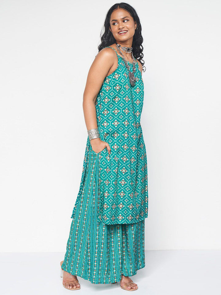 Global Desi Floral Printed Regular Kurta with Palazzos